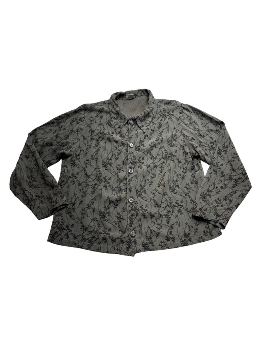 CP Shades Floral Rayon Embroidered Button Up Top Womens Size S Whimsigoth 90s